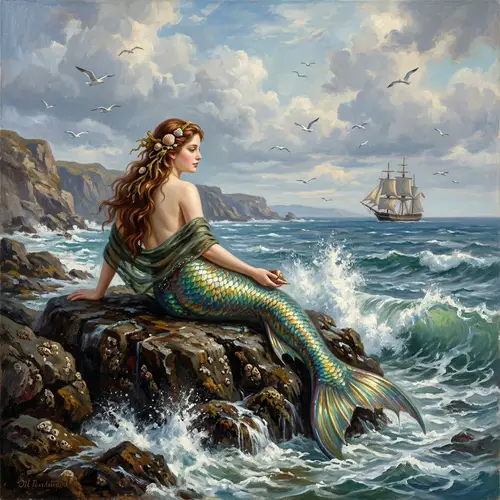 19th Century Mermaid - Traditional Art Style