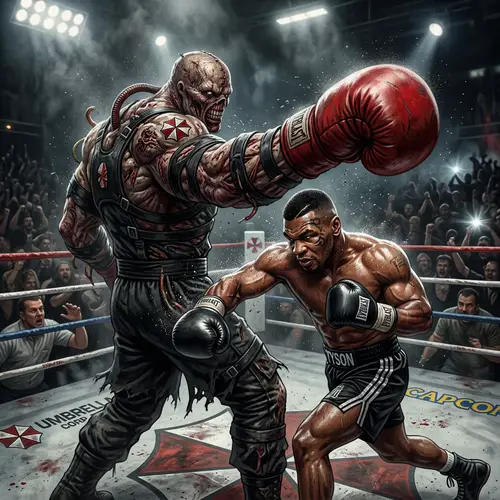 Nemesis vs Mike Tyson: Epic Boxing Illustration