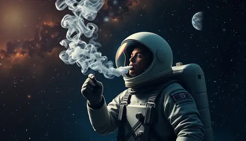 Surreal Astronaut Smoking in Space Art
