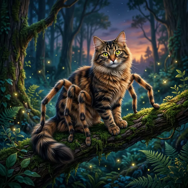 Cat Spider Hybrid - Unusual Fantastical Creature Cat Spider Hybrid - Unusual Fantastical Creature