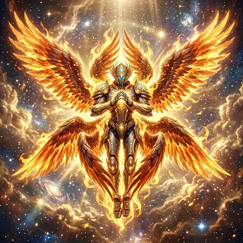 Majestic Seraphim Angel Mecha in Celestial Realm