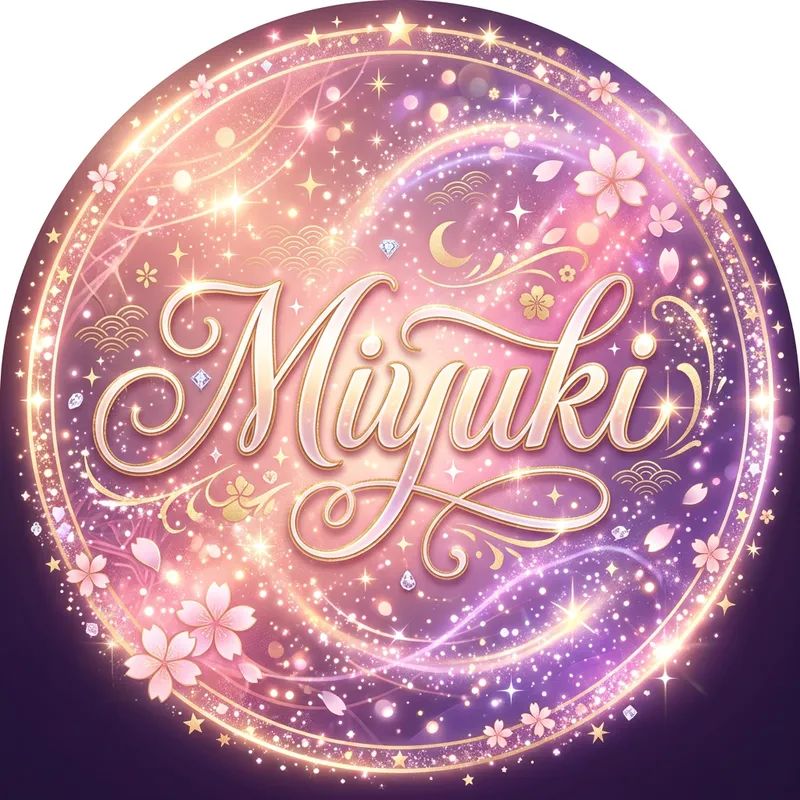 Miyuki Icon | Elegant Japanese Typography & Sparkling Background Miyuki Icon | Elegant Japanese Typography & Sparkling Background