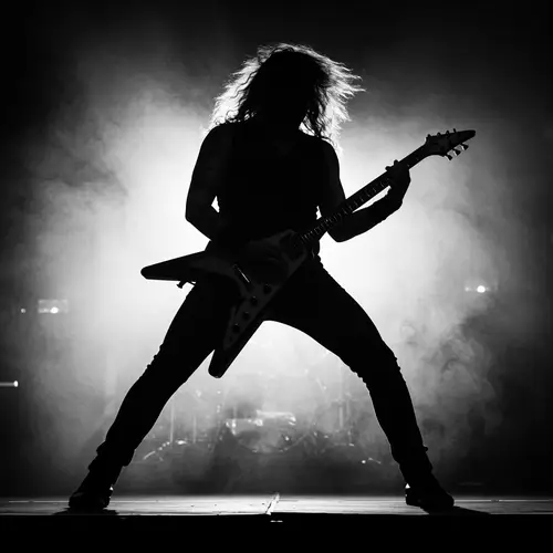 Powerful Rock Guitarist Silhouette on Stage
