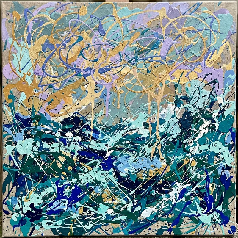 Abstract Expressionist Seascape Inspired by Pollock