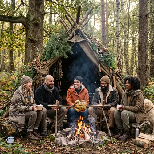 Natural Bushcraft Shelter Gathering | Woodland Cooking Scene