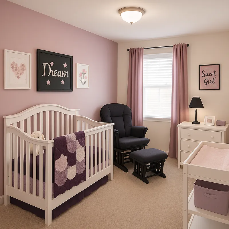 Chic Girls Baby Room Ideas with Dark Pink Accents