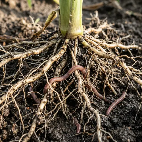 Intricate Corn Roots: A Natural Pattern in Soil