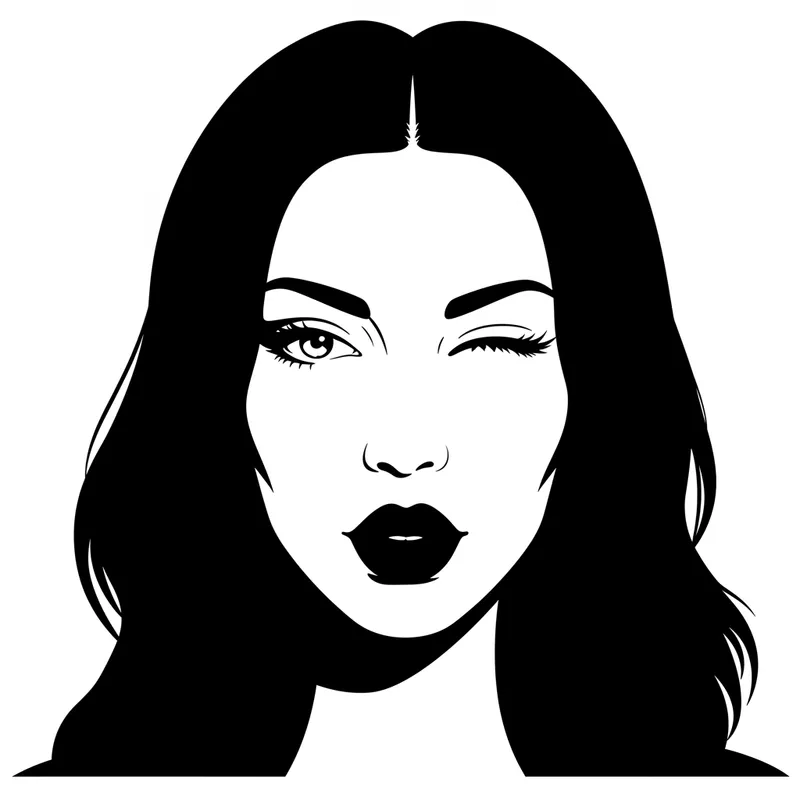 Silhouette of a Winking Woman - Black & White Graphic