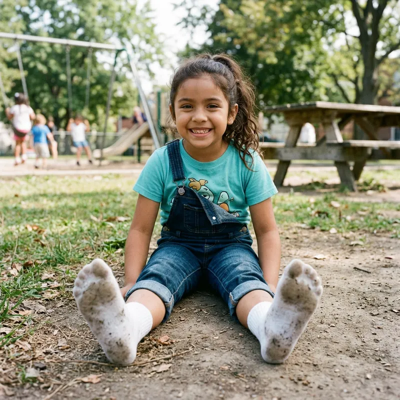 Playful Latina Girl Enjoying Outdoor Fun