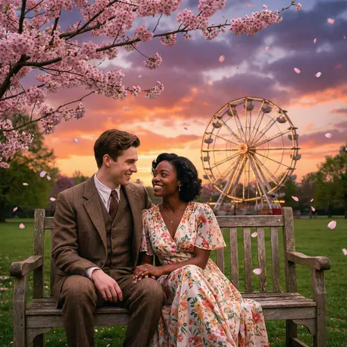 Romantic Sunset Scene in Lush Park | Love Story Movie Visual