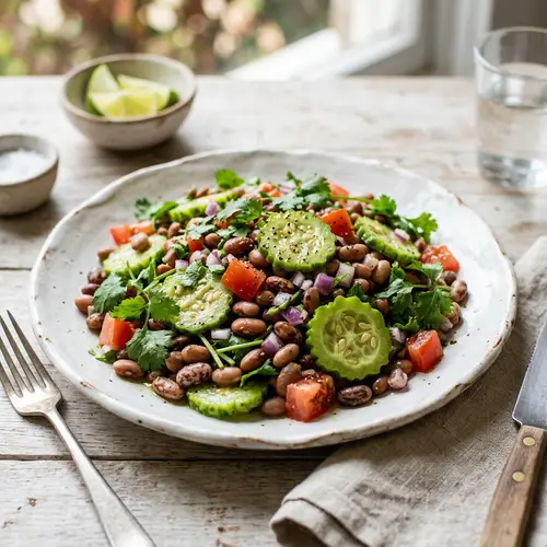 Vibrant Gourmet Salad with Cowpea Beans and Maxixe