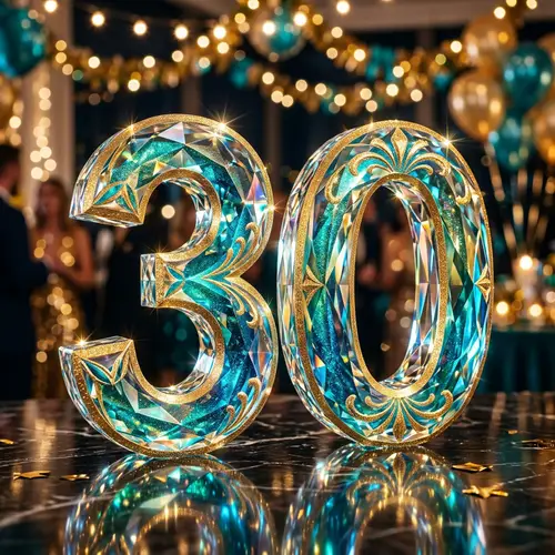 Elegant 3D Crystal Number '30' - Festive Décor