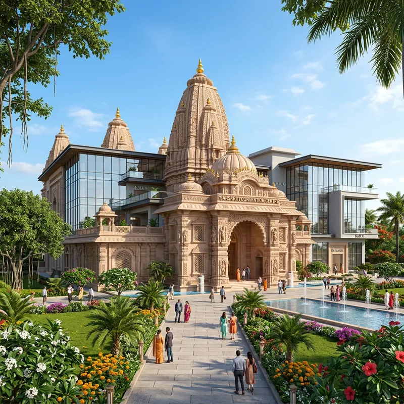 Architectural Render: Hindu-Contemporary Convention Center Design