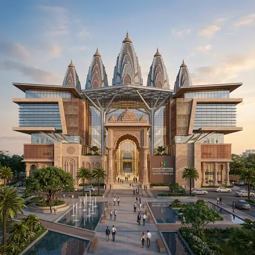 Modern Hindu Convention Center Design | Architectural Rendering