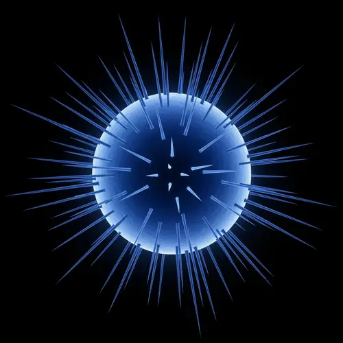 2D Spherical Nucleus with Blue Rays