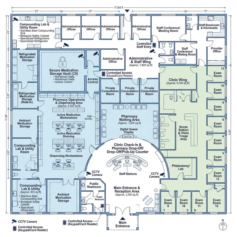 Efficient 17,000 Sq Ft Hybrid Clinic & Pharmacy Design Efficient 17,000 Sq Ft Hybrid Clinic & Pharmacy Design
