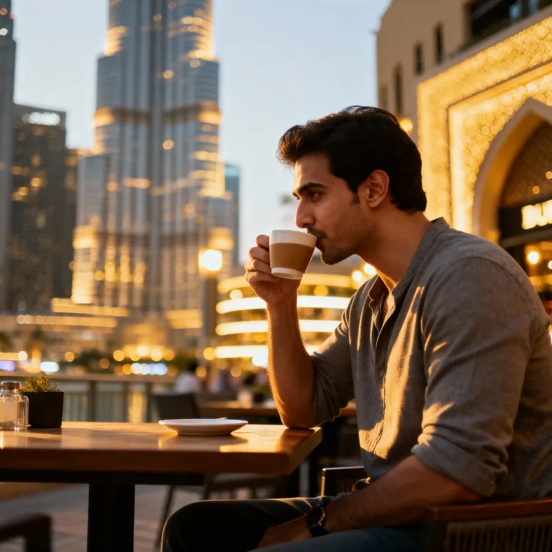 Enjoying Coffee at Burj Khalifa