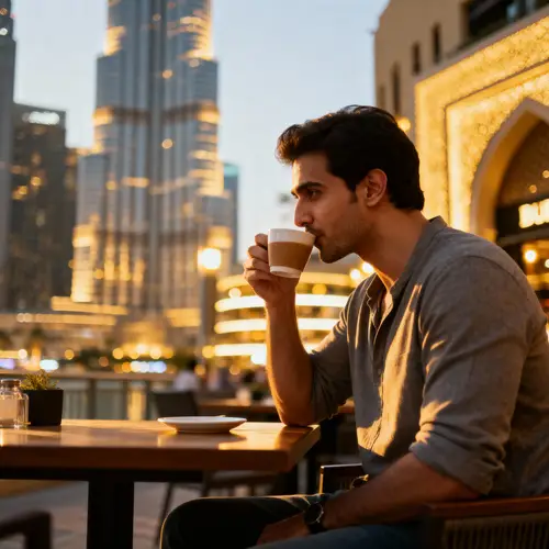 Enjoying Coffee at Burj Khalifa