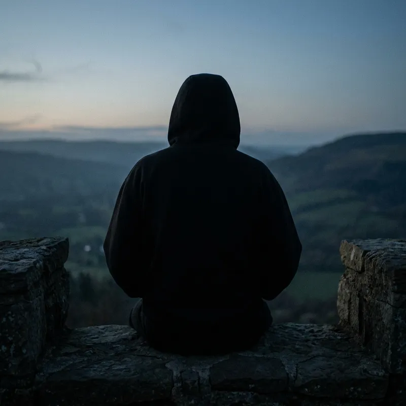 Hooded Figure Silhouette - Enigmatic Sitting Pose