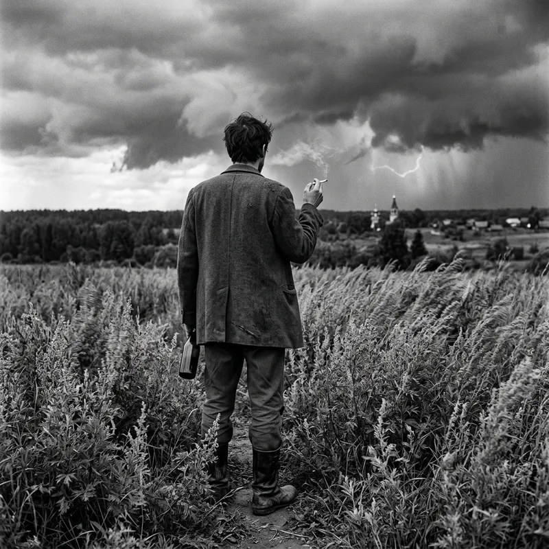 Early 20th Century Poet in Thunderstorm