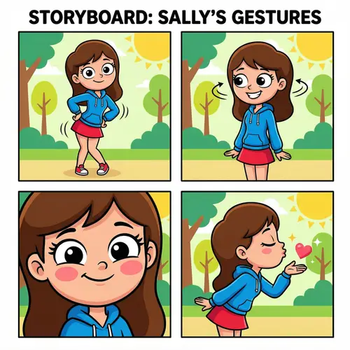 Playful Cartoon Animation of a Brunette Girl