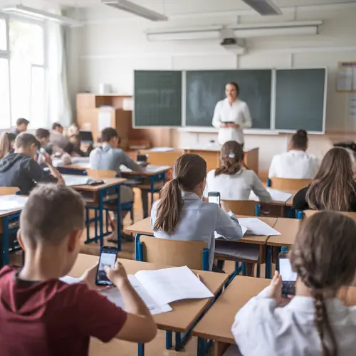 Students Using Mobile Phones in Class