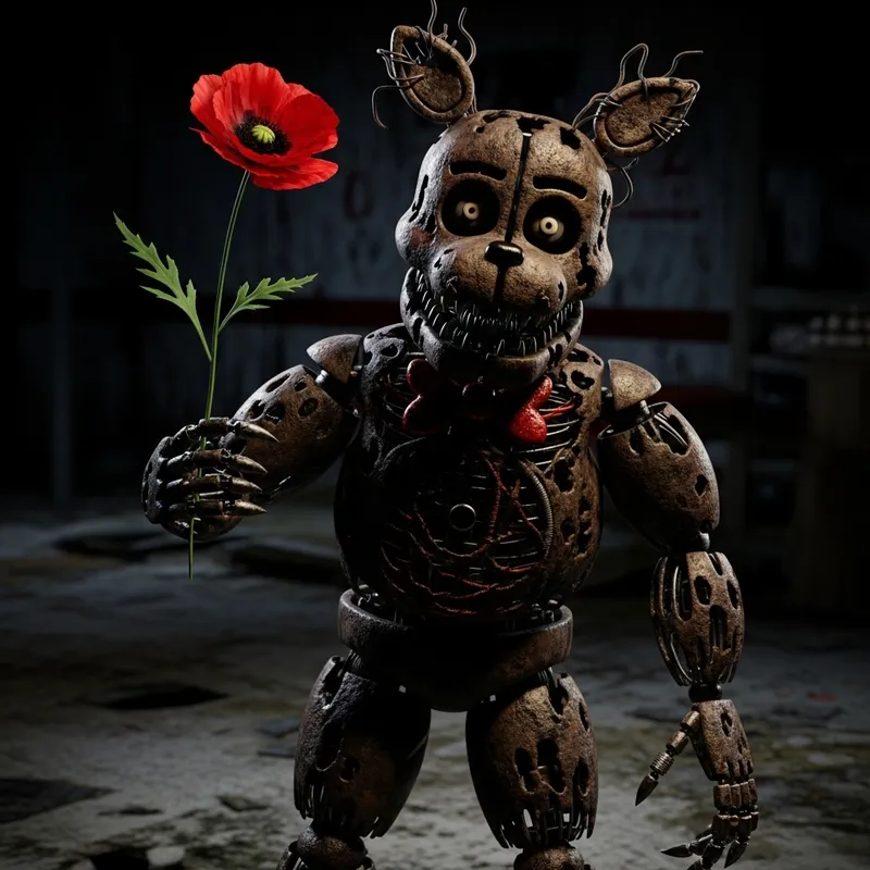 Springtrap from FNAF 3 with a Flower