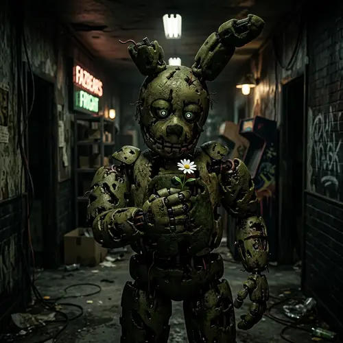 Springtrap from FNAF 3 with a Flower