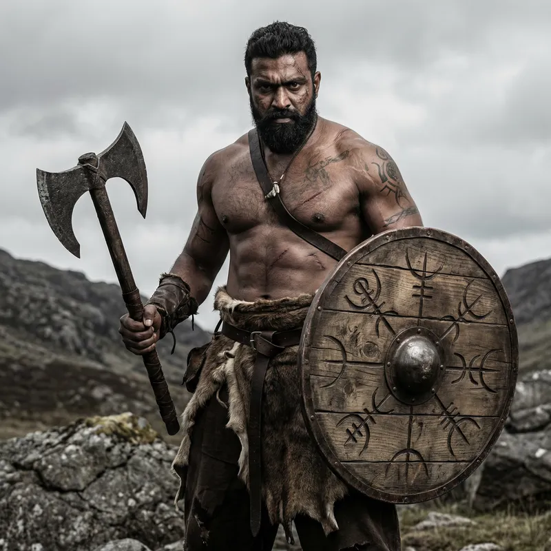 Intimidating South Asian Barbarian | Muscular Warrior