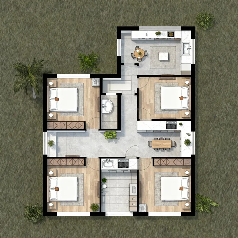 6 Decimal Home Design for 3 People