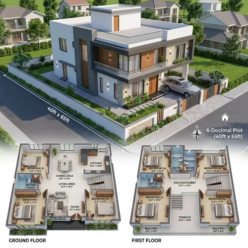 6 Decimal Home Design for 3 People