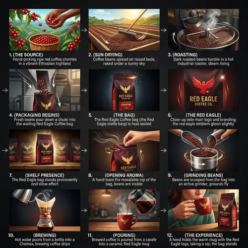 Dynamic Red Eagle Coffee Packaging Design