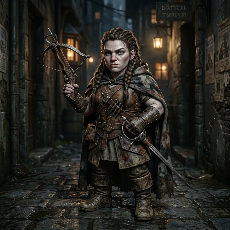 Fearless Female Dwarf Rogue: Under Dark Adventurer Fearless Female Dwarf Rogue: Under Dark Adventurer