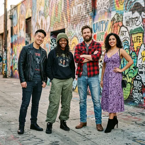 Diverse Group Embracing Individuality | Urban Street Style