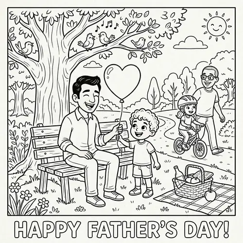 Father's Day Coloring Activity for Kids in Park | Hands-On Fun!