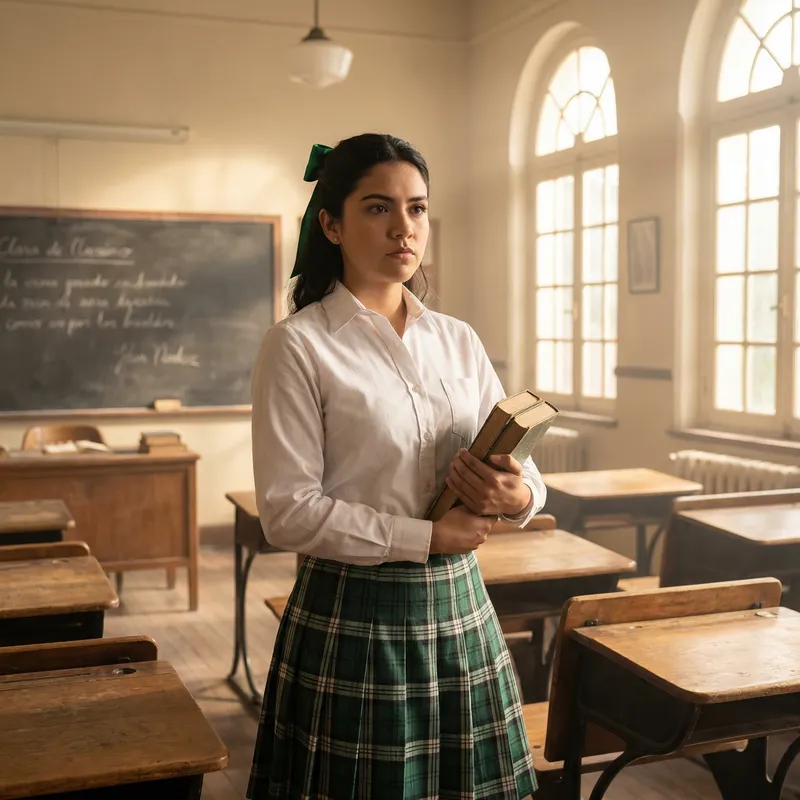 Young Hispanic Actress Embracing Schoolgirl Role Young Hispanic Actress Embracing Schoolgirl Role