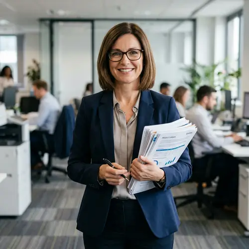 Professional Business Woman with Documents and Pen