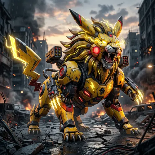Mecha Pikachu Lion Fusion