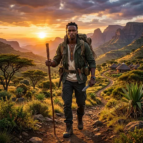 Ethiopian Open-World Adventure: Character Ready for Quest