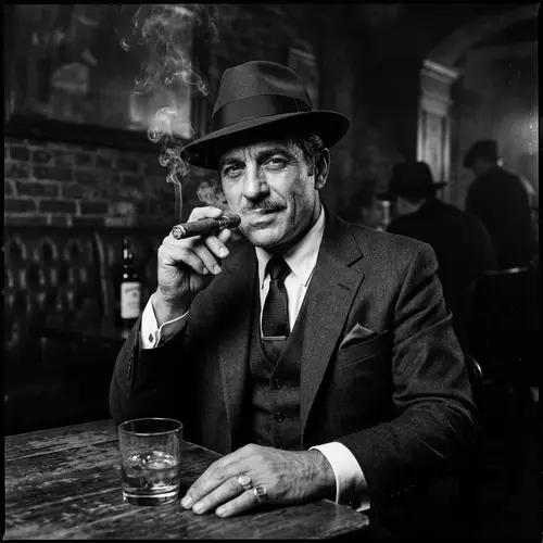 Noir Portrait of a Charismatic Italian Gangster
