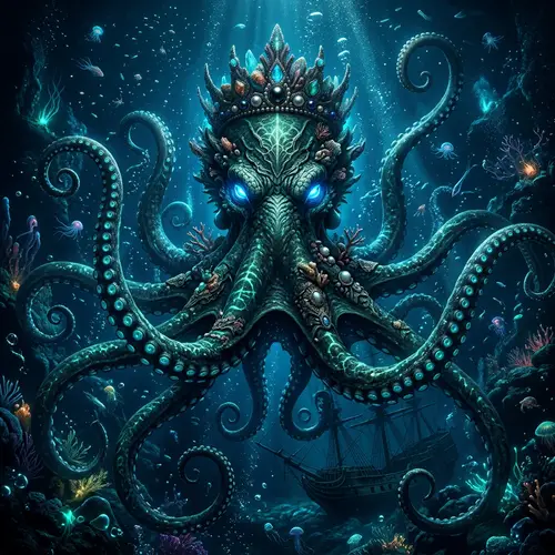The Kraken Queen - Majestic Regal Deep-Sea Creature
