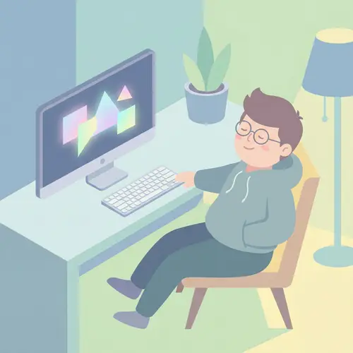 Minimalist Digital Art of a Tech-Savvy Boy