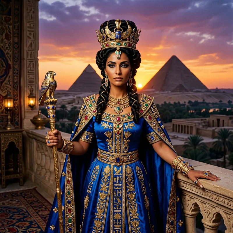 Queen of Egypt - A Royal Woman Adorned in Gold and Gems