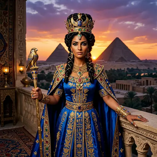 Queen of Egypt - Royal Woman Adorned in Gold and Gems