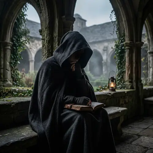 Contemplative Figure in Hood: A Captivating Mystery