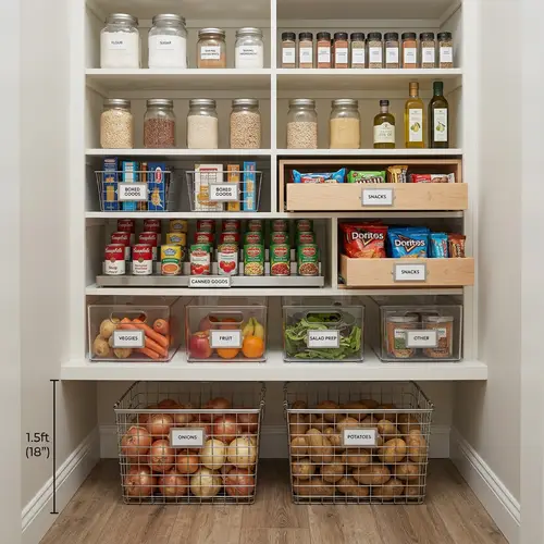 Customizable Bottom Shelves for Kitchen Organization