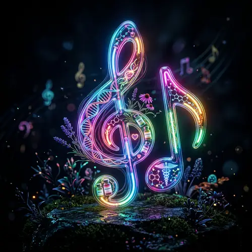 Vibrant Musical Note Art: A Medicinal Twist