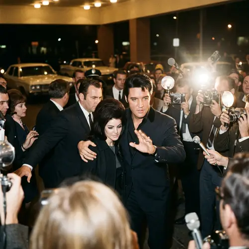 Elvis Presley Protecting Priscilla Presley