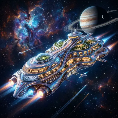 Futuristic Luxury Spaceship for 300 Passengers