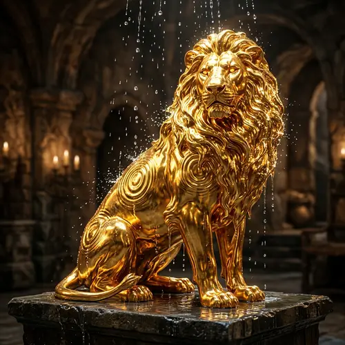 Liquid Gold Lion: Majestic Art Piece